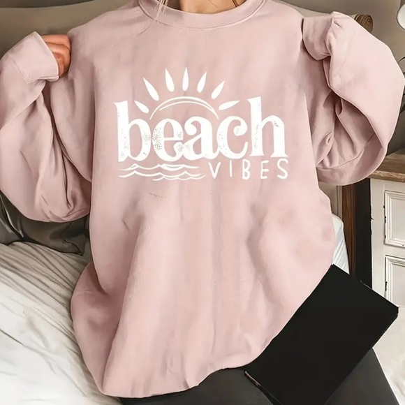 Tops - Soft Pink Beach Vibes Crewneck Sweatshirt